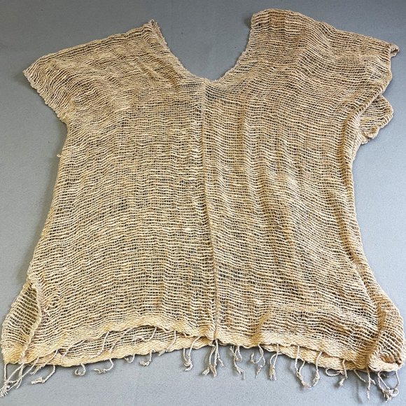 Monserat De Lucca Poncho Womens OS Beige Morely Delray Sanchez Long Woven Knit - Picture 7 of 8